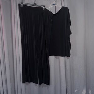 Elegant Black  3X 2 item Set pants and blouse